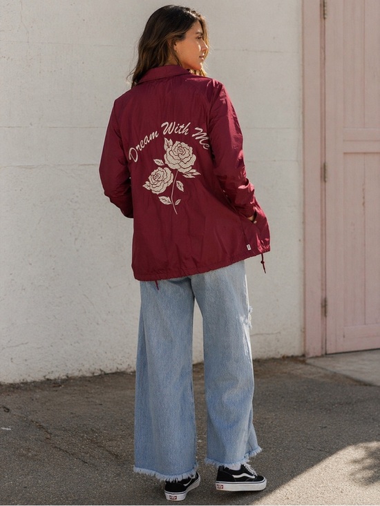 Billabong Jackets & Blazers - Billabong Dive In Coach Jacket Rose Embroidered Snap Front Size S NWT